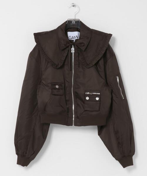 GANNI（ガニー）の「GANNI　DUCHESSE NYLON BOMBER JACKET（ダウンジャケット/コート・レディース・ブラウン・36）」の4枚目の写真