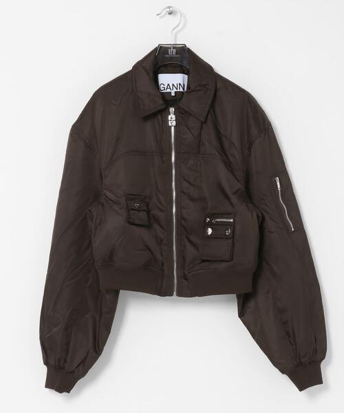GANNI（ガニー）の「GANNI　DUCHESSE NYLON BOMBER JACKET（ダウンジャケット/コート・レディース・ブラウン・36）」の3枚目の写真
