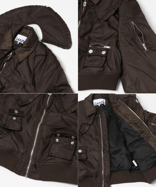 GANNI（ガニー）の「GANNI　DUCHESSE NYLON BOMBER JACKET（ダウンジャケット/コート・レディース・ブラウン・36）」の2枚目の写真