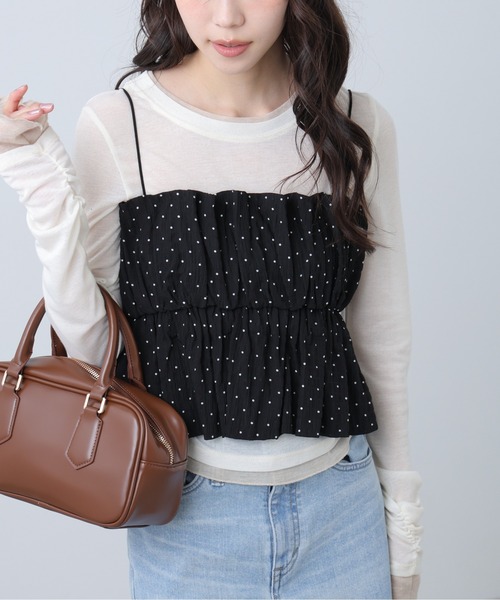 FREE'S MART（フリーズマート）の「◆シャイニーキャミソールビスチェ（シャツ/ブラウス・レディース・ホワイト/ブルー/ブラック系その他/ブラック・FREE）」の3枚目の写真