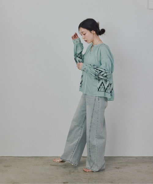 Pqran(クラン)の「カラー刺繍ブラウス(シャツ/ブラウス・レディース・ミント/ネイビー/オフホワイト・FREE)」の14枚目の写真