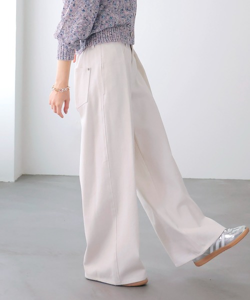 Jines（ジネス）の「エアーバイオウォッシュワイドパンツ（デニムパンツ・レディース・ホワイト/インディゴブルー/グレイッシュベージュ・38）」の9枚目の写真