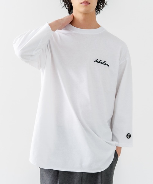 brknhome(ブロークンホーム)の「【BRKNHOME/ブロークンホーム】×【ZERO STAIN/ゼロステイン】コラボ 7分袖 裾ラウンド クルーネック ベースボール Tシャツ(Tシャツ/カットソー・メンズ・オフホワイト/ホワイト/スミクロ・MEDIUM/LARGE)」の1枚目の写真
