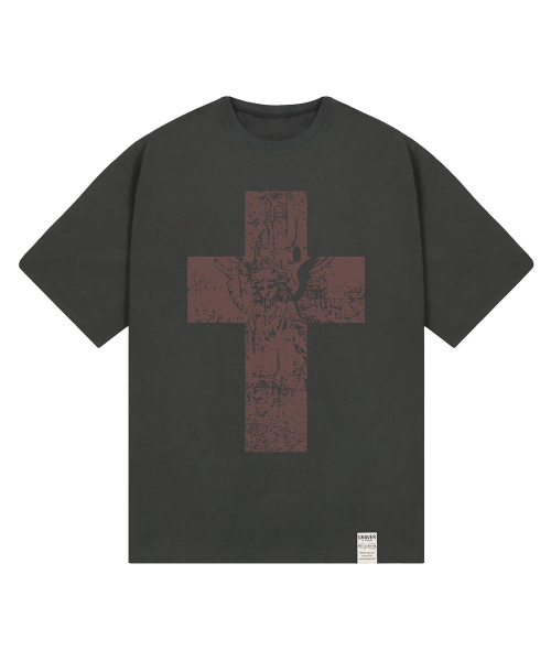 GRAVER（グレーバー）の「[ユニセックス]エンジェルクロス半袖Tシャツ_3カラー（Tシャツ/カットソー・レディース・チャコールグレー/ブラック/ホワイト・SMALL/MEDIUM/LARGE）」の14枚目の写真