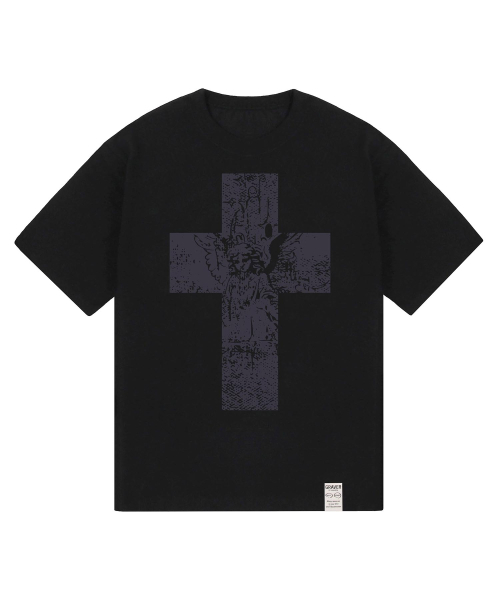 GRAVER（グレーバー）の「[ユニセックス]エンジェルクロス半袖Tシャツ_3カラー（Tシャツ/カットソー・レディース・チャコールグレー/ブラック/ホワイト・SMALL/MEDIUM/LARGE）」の13枚目の写真