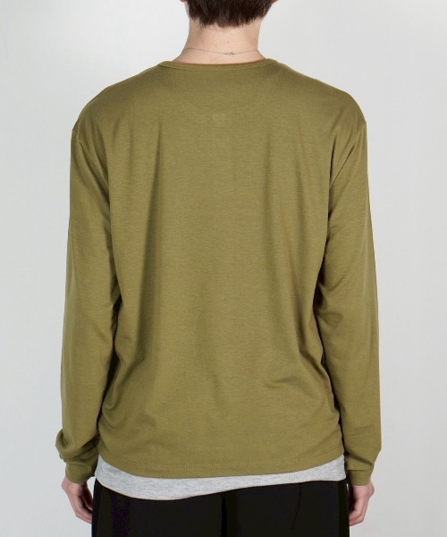 Chikashitsu +】double layered henley neck long sleeve