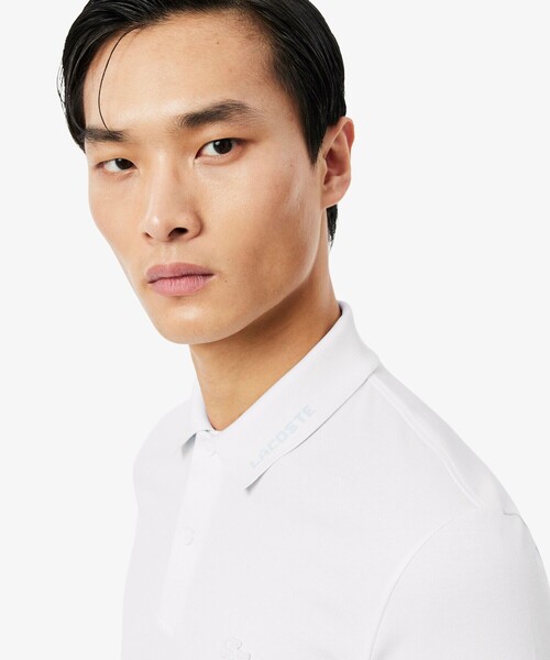 LACOSTE（ラコステ）の「ネームジャカードカラー ストレッチ鹿の子 半袖ポロシャツ（ポロシャツ・メンズ・アクア/ライトグレー/ホワイト・5/4/2/3）」の16枚目の写真