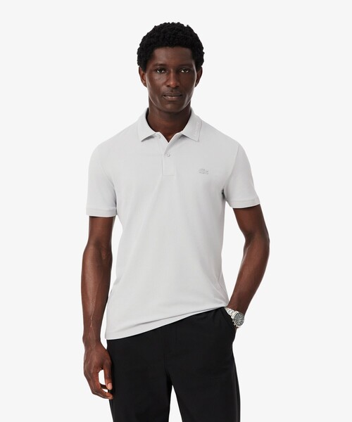 LACOSTE（ラコステ）の「ネームジャカードカラー ストレッチ鹿の子 半袖ポロシャツ（ポロシャツ・メンズ・アクア/ライトグレー/ホワイト・5/4/2/3）」の5枚目の写真