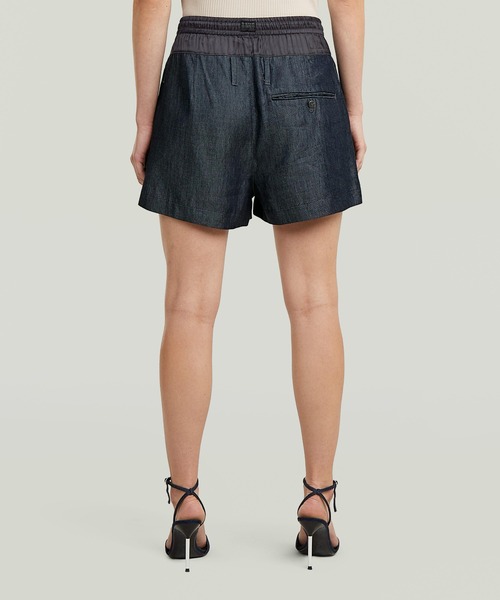 G-STAR(ジースター)の「Relaxed Shorts/異素材切り替えウエストデザインワイドリラックスショートパンツ(その他パンツ・レディース・ダークインディゴブルー・26inch/25inch/24inch)」の2枚目の写真