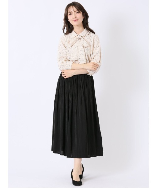 m.f.editorial（エムエフエディトリアル）の「【UVカット ウォッシャブル】m.f.エディトリアル レディース ドット柄 ボウタイ 7分袖 スキッパー ブラウス（シャツ/ブラウス・レディース・アイボリー/ブラック・MEDIUM/LARGE）」の20枚目の写真