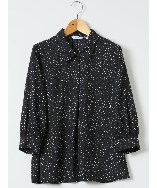 m.f.editorial（エムエフエディトリアル）の「【UVカット ウォッシャブル】m.f.エディトリアル レディース ドット柄 ボウタイ 7分袖 スキッパー ブラウス（シャツ/ブラウス・レディース・アイボリー/ブラック・MEDIUM/LARGE）」の16枚目の写真