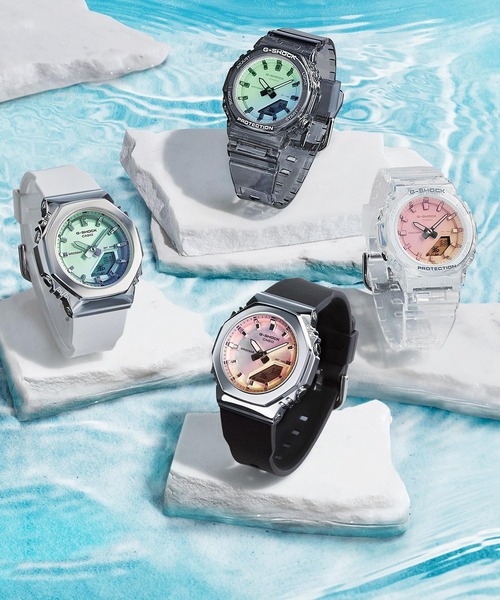 G-SHOCK(ジーショック)の「GM-S2110シリーズ / GM-S2110SR-7AJF(アナログ腕時計・レディース・ホワイト×グリーン・FREE)」の2枚目の写真