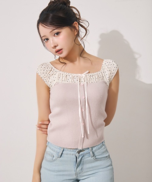 TITTY&CO.（ティティーアンドコー）の「ドット切り替えトップス（T 