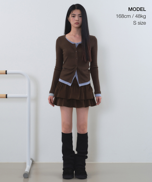 MUSINSA STANDARD WOMAN（ムシンサスタンダードウーマン）の「ウィメンズ18Wコーデュロイティアードミニスカート[ブラウン]（スカート・レディース・その他・X-SMALL/SMALL/MEDIUM/LARGE）」の9枚目の写真