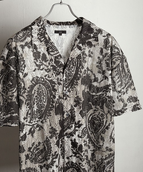 WESTSEA(ウエストシー)の「透かしレース 総柄 オープンカラー 半袖シャツ(シャツ/ブラウス・メンズ・グレー/ブラウン/ブラック/ベージュ/ブルー/ブラウン系その他・M/L)」の5枚目の写真