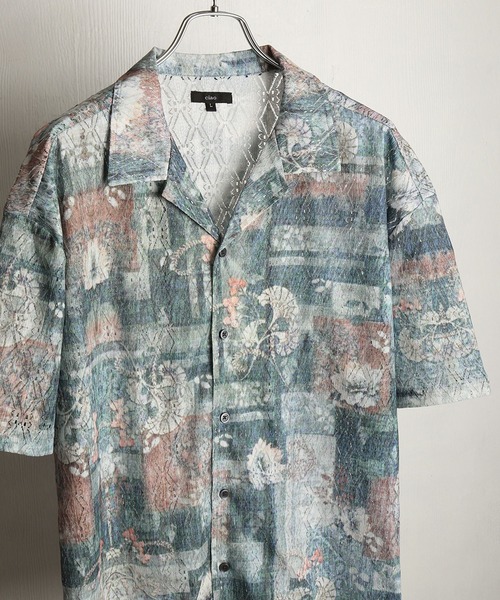 WESTSEA(ウエストシー)の「透かしレース 総柄 オープンカラー 半袖シャツ(シャツ/ブラウス・メンズ・グレー/ブラウン/ブラック/ベージュ/ブルー/ブラウン系その他・M/L)」の6枚目の写真