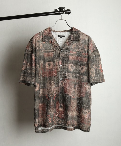 WESTSEA(ウエストシー)の「透かしレース 総柄 オープンカラー 半袖シャツ(シャツ/ブラウス・メンズ・グレー/ブラウン/ブラック/ベージュ/ブルー/ブラウン系その他・M/L)」の22枚目の写真