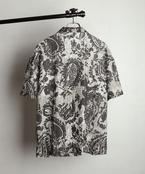 WESTSEA(ウエストシー)の「透かしレース 総柄 オープンカラー 半袖シャツ(シャツ/ブラウス・メンズ・グレー/ブラウン/ブラック/ベージュ/ブルー/ブラウン系その他・M/L)」の14枚目の写真