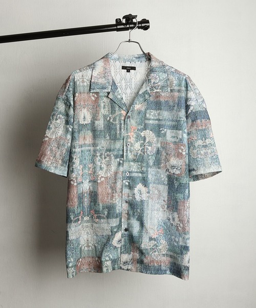 WESTSEA(ウエストシー)の「透かしレース 総柄 オープンカラー 半袖シャツ(シャツ/ブラウス・メンズ・グレー/ブラウン/ブラック/ベージュ/ブルー/ブラウン系その他・M/L)」の16枚目の写真