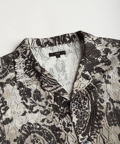 WESTSEA(ウエストシー)の「透かしレース 総柄 オープンカラー 半袖シャツ(シャツ/ブラウス・メンズ・グレー/ブラウン/ブラック/ベージュ/ブルー/ブラウン系その他・M/L)」の8枚目の写真