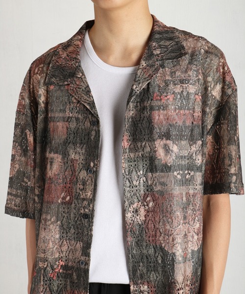 WESTSEA(ウエストシー)の「透かしレース 総柄 オープンカラー 半袖シャツ(シャツ/ブラウス・メンズ・グレー/ブラウン/ブラック/ベージュ/ブルー/ブラウン系その他・M/L)」の21枚目の写真