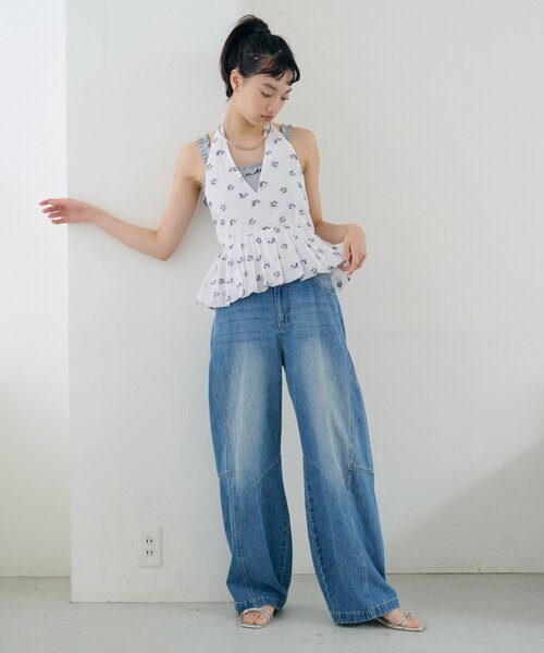 mystic（ミスティック）の「フラワーホルターブラウス（シャツ/ブラウス・レディース・ブラック/オフホワイト・FREE）」の6枚目の写真