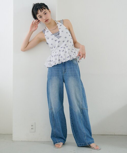 mystic（ミスティック）の「フラワーホルターブラウス（シャツ/ブラウス・レディース・ブラック/オフホワイト・FREE）」の7枚目の写真