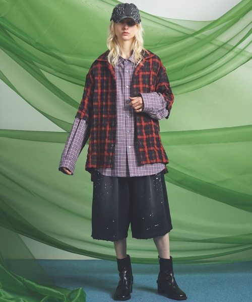 MAISON SPECIAL(メゾンスペシャル)の「《UNISEX》Destroy Damage Prime-Wide Sweat Shorts/デストロイダメージプライムワイドスウェットショーツ【MAISON SPECIAL/メゾンスペシャル】(スウェットパンツ・メンズ・パープル/ホワイト/ピンク/ブラック・0/1/2)」の6枚目の写真