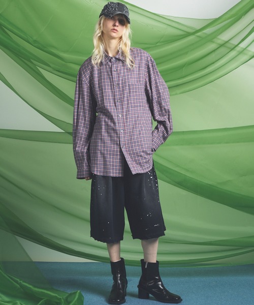 MAISON SPECIAL(メゾンスペシャル)の「《UNISEX》Destroy Damage Prime-Wide Sweat Shorts/デストロイダメージプライムワイドスウェットショーツ【MAISON SPECIAL/メゾンスペシャル】(スウェットパンツ・メンズ・パープル/ホワイト/ピンク/ブラック・0/1/2)」の5枚目の写真