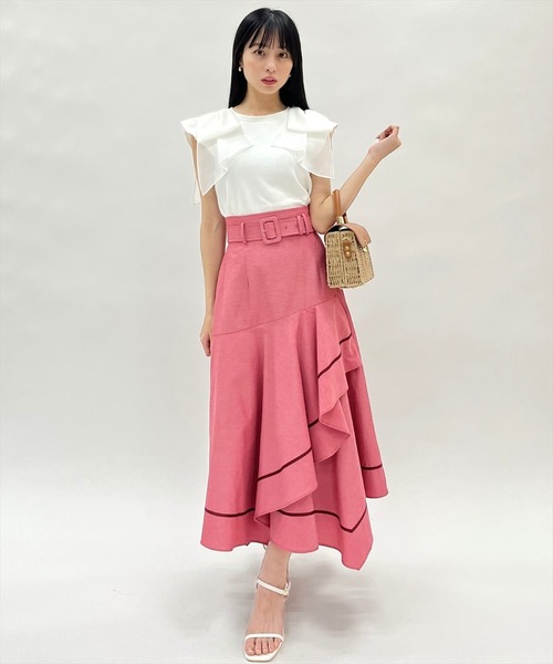 WILLSELECTION（ウィルセレクション）の「ベルト付きハンカチヘムスカート（スカート・レディース・ブルー/レッド/ホワイト系その他/オフホワイト・FREE）」の4枚目の写真