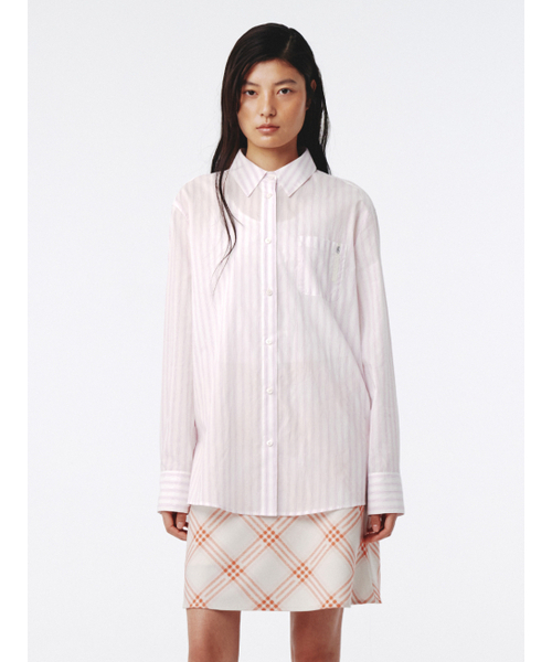 Kijun(キジュン)の「ナチュラルストライプシャツ パープル(シャツ/ブラウス・レディース・その他・MEDIUM/LARGE)」の1枚目の写真