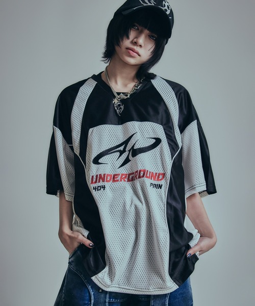 セール】【P.N UNDERGROUND】メッシュ 切替 レーシングTシャツ ゲーム