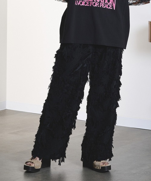 ROSE BUD(ローズバッド)の「(CREOLME)FRINGE JACQUARD PANTS(その他パンツ・レディース・ブラック/ベージュ・S/M)」の6枚目の写真