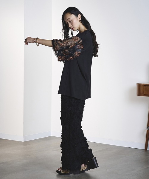 ROSE BUD(ローズバッド)の「(CREOLME)FRINGE JACQUARD PANTS(その他パンツ・レディース・ブラック/ベージュ・S/M)」の10枚目の写真