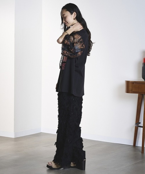 ROSE BUD(ローズバッド)の「(CREOLME)FRINGE JACQUARD PANTS(その他パンツ・レディース・ブラック/ベージュ・S/M)」の11枚目の写真
