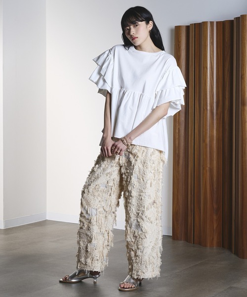ROSE BUD(ローズバッド)の「(CREOLME)FRINGE JACQUARD PANTS(その他パンツ・レディース・ブラック/ベージュ・S/M)」の16枚目の写真