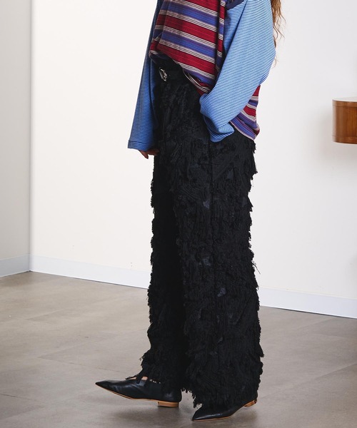 ROSE BUD（ローズバッド）の「(CREOLME)FRINGE JACQUARD PANTS（その他パンツ・レディース・ブラック/ベージュ・S/M）」の20枚目の写真