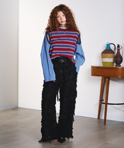ROSE BUD（ローズバッド）の「(CREOLME)FRINGE JACQUARD PANTS（その他パンツ・レディース・ブラック/ベージュ・S/M）」の22枚目の写真