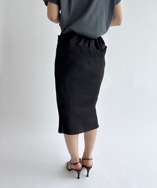 EDIT. FOR LULU（エディットフォールル）の「【GIA STUDIOS/ジア ストゥディオス】LANKY SILK SKIRT（スカート・レディース・ブラック・36/34）」の4枚目の写真