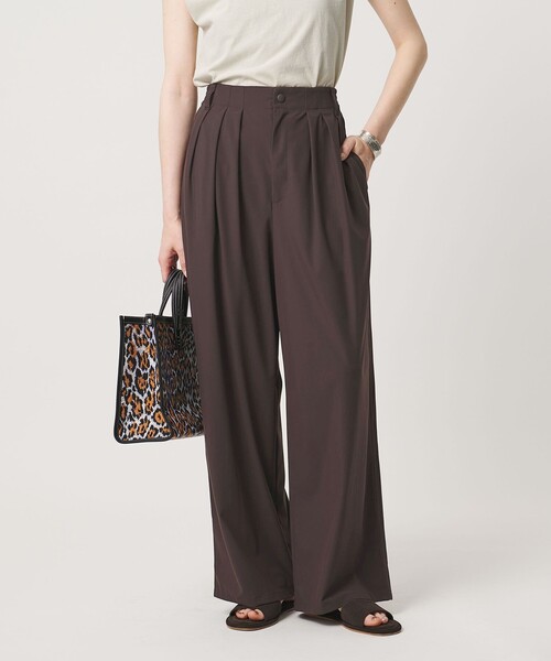 UNITED ARROWS(ユナイテッドアローズ)の「ジャージー タック ワイドパンツ ‐ウォッシャブル‐(スラックス・レディース・ターコイズブルー系/ブラック/ダークブラウン/ネイビー・38/36)」の3枚目の写真