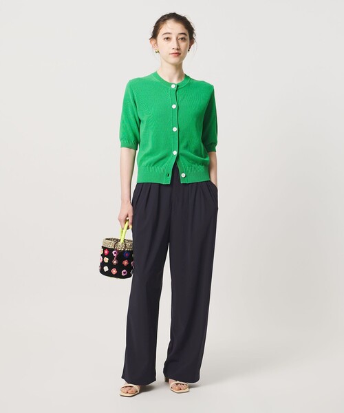 UNITED ARROWS(ユナイテッドアローズ)の「ジャージー タック ワイドパンツ ‐ウォッシャブル‐(スラックス・レディース・ターコイズブルー系/ブラック/ダークブラウン/ネイビー・38/36)」の6枚目の写真