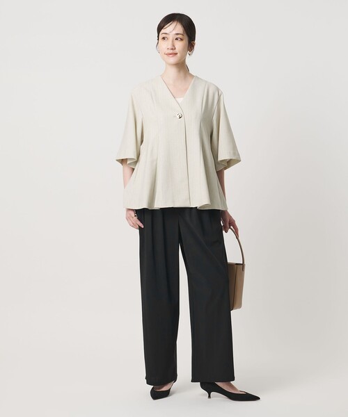 UNITED ARROWS(ユナイテッドアローズ)の「ジャージー タック ワイドパンツ ‐ウォッシャブル‐(スラックス・レディース・ターコイズブルー系/ブラック/ダークブラウン/ネイビー・38/36)」の8枚目の写真