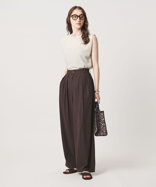 UNITED ARROWS(ユナイテッドアローズ)の「ジャージー タック ワイドパンツ ‐ウォッシャブル‐(スラックス・レディース・ターコイズブルー系/ブラック/ダークブラウン/ネイビー・38/36)」の10枚目の写真