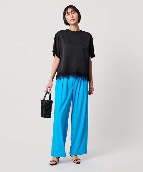 UNITED ARROWS(ユナイテッドアローズ)の「ジャージー タック ワイドパンツ ‐ウォッシャブル‐(スラックス・レディース・ターコイズブルー系/ブラック/ダークブラウン/ネイビー・38/36)」の14枚目の写真