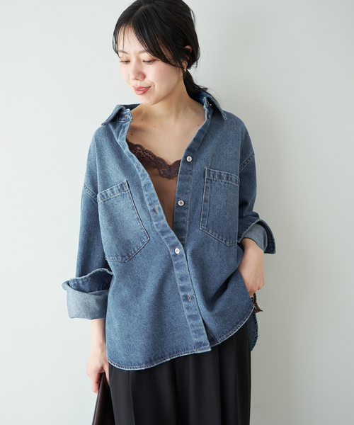 plage(プラージュ)の「PROTAGONISTA / プロタゴニスタ 別注 DENIM シャツ(シャツ/ブラウス・レディース・ネイビー・FREE)」の6枚目の写真