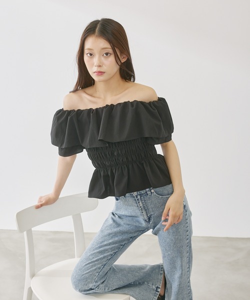 P.V.T（ピーブイティー）の「オフショルシャーリングPO（その他トップス・レディース・Black/LT.Blue/PINK/White・F）」の11枚目の写真