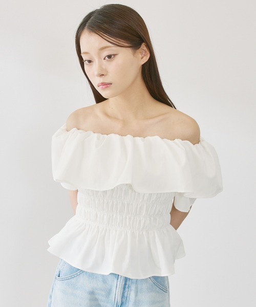 P.V.T（ピーブイティー）の「オフショルシャーリングPO（その他トップス・レディース・Black/LT.Blue/PINK/White・F）」の6枚目の写真