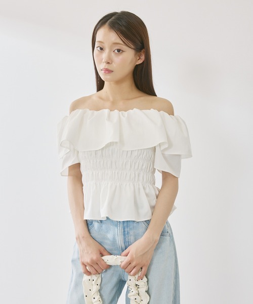 P.V.T（ピーブイティー）の「オフショルシャーリングPO（その他トップス・レディース・Black/LT.Blue/PINK/White・F）」の8枚目の写真