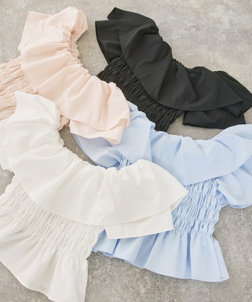 P.V.T（ピーブイティー）の「オフショルシャーリングPO（その他トップス・レディース・Black/LT.Blue/PINK/White・F）」の5枚目の写真