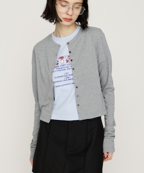 SLY（スライ）の「UV CUT CREWNECK C/D ユーブイカットクルーネックカーディガン 春服 夏服（カーディガン/ボレロ・レディース・クリアレッド/杢グレー/ブラック・FREE）」の3枚目の写真